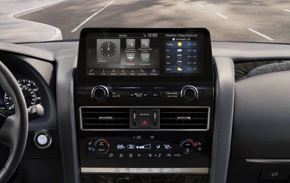 2023 Nissan Armada touchscreen and front console | Tony Serra Highland Nissan in Highland MI