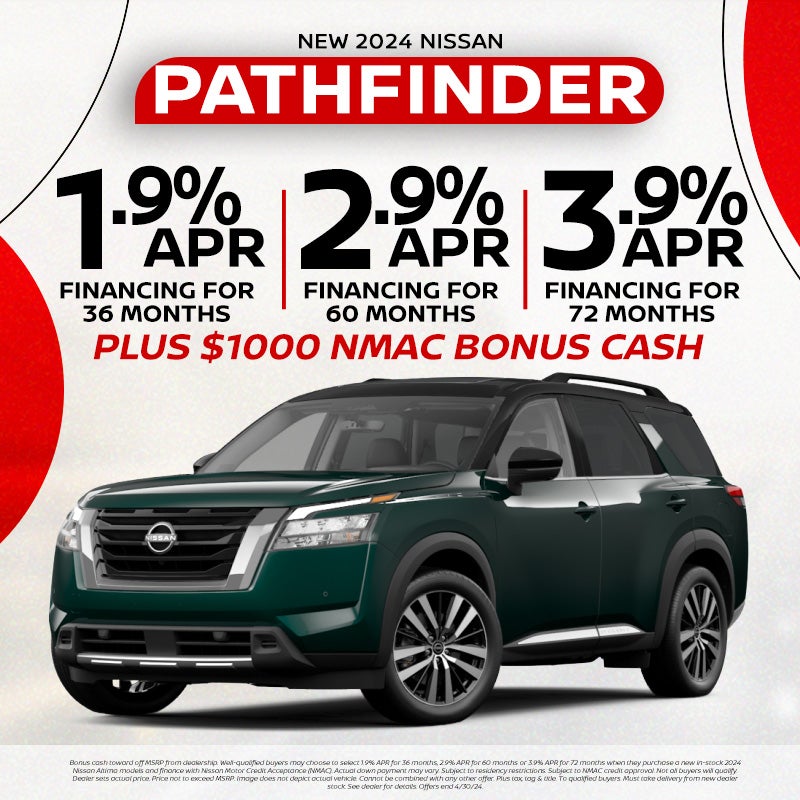 2024 Pathfinder 1.9% APR for 36 months | 2.9% APR for 60 mon