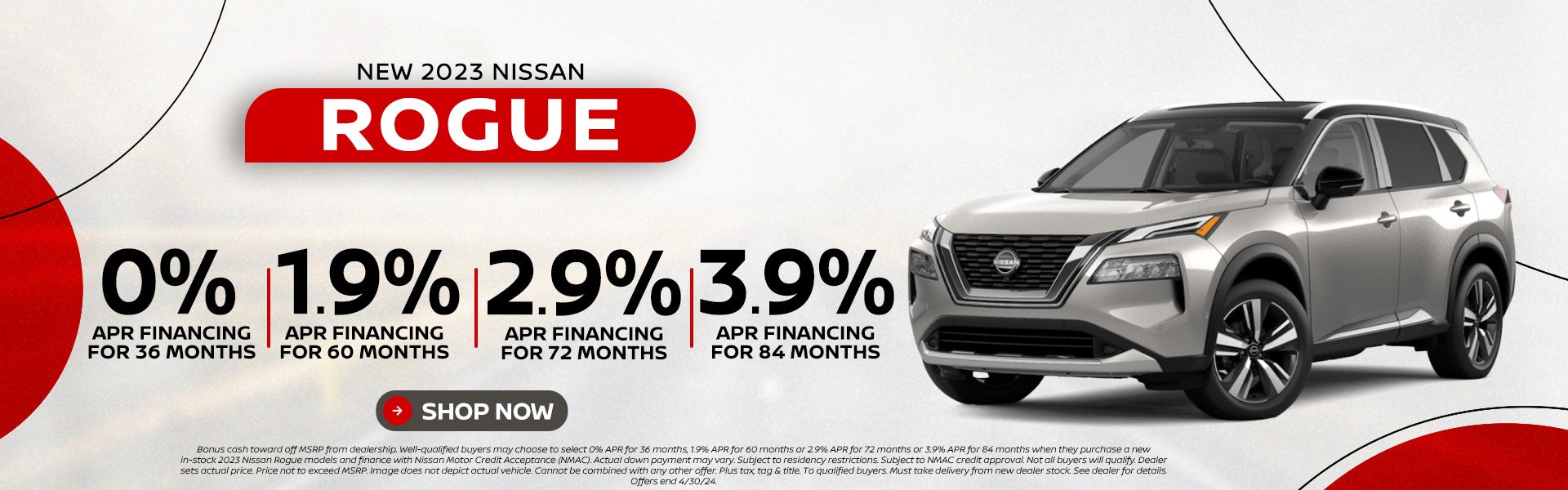 2023' Rogue 0% APR for 36 months | 1.9%APR for 60 months | 2